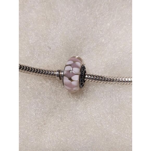 New Pandora Transparent Pink with Pink Markings Murano Bead - BEAUTIFUL!!! - Picture 2 of 4